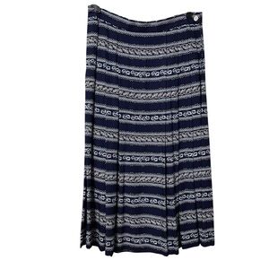 Pendleton Navy and White Pleated Floral Nautical Skirt 14